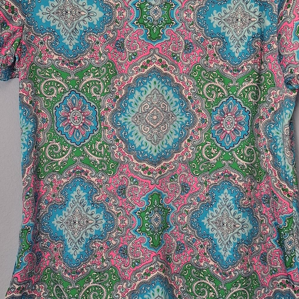 Talbots short sleeve soft satin top medium petite